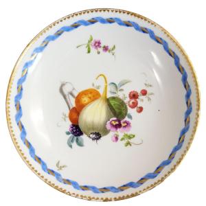 Meissen Marcolini Period Porcelain Saucer, Blue Ribbon Border, C. 1774–1814