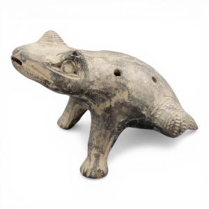Pre-columbian Chimú Frog Whistle, Ceramic Wind Instrument Peru C. 1100–1470
