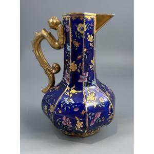 A Mason's Patent Ironstone China Ewer Of Octagonal Baluster Form, England, Staffordshire