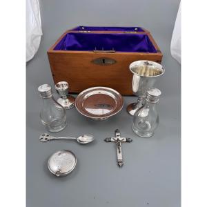 Scottish Presbyterian Portable Communion Set, Sterling Silver, Fitted Pine Case
