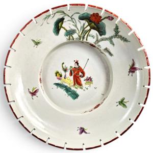 Rare Large Chinese Famille Rose Castellated Porcelain Bowl, C.1880