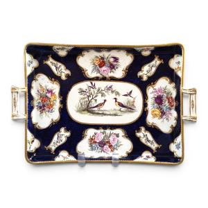 English Exotic Bird Tray, Worcester & James Giles Tradition, Mid-19th Century