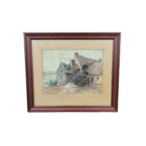 Quiberon. Watercolor "kermorvan In Quiberon" 22.7 X 16.6 Cm