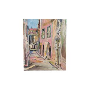 Eugène Touchkanoff. Oil On Canvas "rue d'Antibes" 46 X 38 Cm