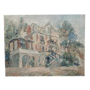 Armand Dalian. Oil On Canvas "beautiful Residence" 65 X 50 Cm