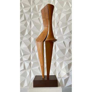Pellan. Walnut Sculpture "silhouette". 104 Cm (112.5 With The Base)