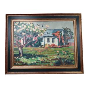 G.françois. Oil On Hardboard Panel "luxuriance Of The Garden In Ascona" 80 X 60 Cm