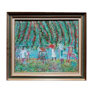 Robert Savary. Oil On Canvas "savary Studio Painting In Autumn" 65 X 54.3 Cm