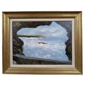 Biarritz. Oil On Canvas "biarritz" 46 X 33 Cm