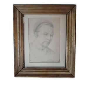 Paul Delaroche. Charcoal Drawing On Paper "portrait Of Auguste Charpentier" 21 X 15cm At Sight