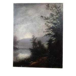 Emmanuel Templeux. Oil On Canvas "haven Of Peace In Franche-comté" 64.8 X 50 Cm