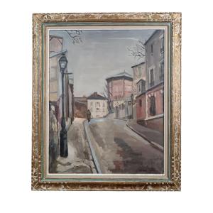 Montmartre. Oil On Canvas "la Butte-montmartre Sans Voiture" 81 X 65 Cm