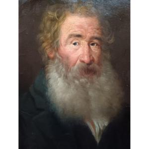 Oil On Canvas Mounted On Cardboard "portrait Of A Man With A Beautiful Beard" 46.3 X 35.5 Cm