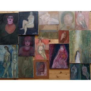 Isa Guerchon 16 Paintings "female Silhouettes"