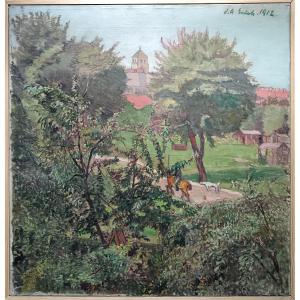 Oswald Adolf Erich "the Rider And His Dog Through The Foliage"