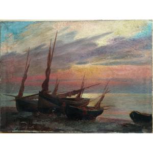 Neo-impressionist School "boats On The Shore"