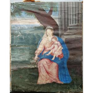 17th Century French School "virgin And Child"