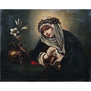 17th Century Italian School "saint Catherine Of Siena"