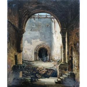 Attributed To François Marius Granet "an Old Capuchin Is Distressed By The Dilapidation Of His Convent"