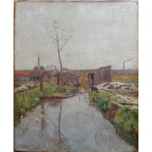 Emile Barau "stream, Surroundings Of Reims"