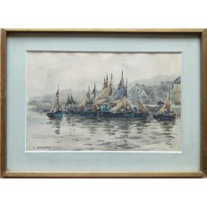 Eugène Bernhardt "boats In Port"