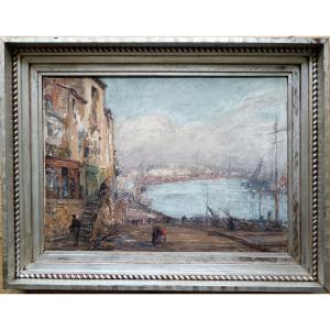 Neo-impressionist School. Géo François "the Port Of Nantes Seen From The Quays"