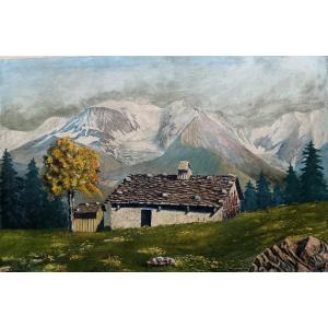 Mountain Painter. M. Baud "the Glacier Covering The Small Hut"