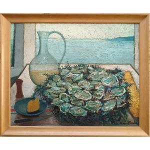 Marcel Roche "oyster Platter And Sea View"