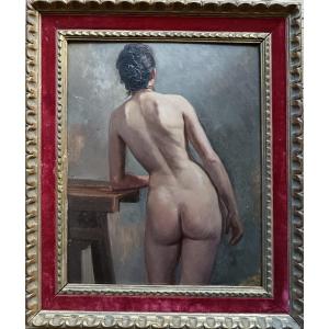Late 19th Century School: "beautiful Nude Seen From Behind In The Artist's Studio"