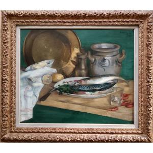 Paul-elie Gernez "two Mackerel Head To Tail Ready To Be Cooked"