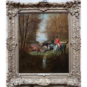 Louis-charles Bombled "the Pursuit Of The Hunted Beast At The Edge Of The Woods"