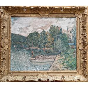 Neo-impressionist School "the Boaters At Charenton-le-pont" 