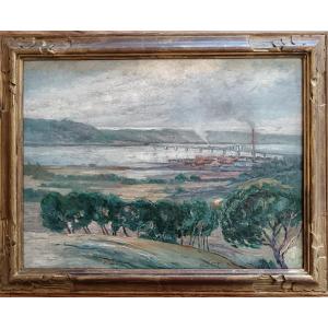 Neo-impressionist School. Louis Labro-font "etang De Caronte"