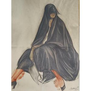 Travel Portrait. Iranian School "iranian Woman At The Crossroads"