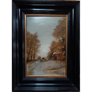 Naar Apol Porcelain Plaque "the Cart In The Forest Path"