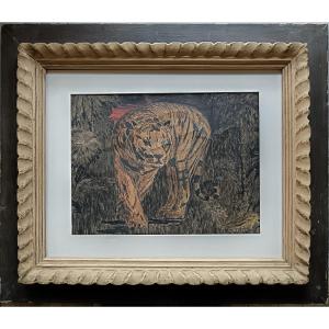 Animal Painter P.fournier "the Tiger Is Lying In Wait In The Jungle"