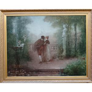 Lyon School. Hippolyte Paquier-sarrasin "quand l'Amour Déborde De La Fontaine"