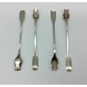 Series Of 4 Apothecary Shovels In Silver, 2nd Rooster.