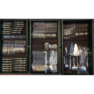 Marly Silver-plated Metal Cutlery Set From La Maison Christofle, 139 Pieces.
