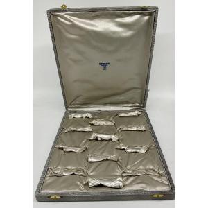 12 Silver-plated Metal Animal Knife Rests, Art Deco, Ercuis.