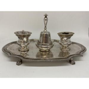 Inkwell In 18th Century Plated Metal.
