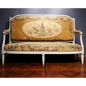 Louis XVI Period Sofa In Aubusson Tapestry