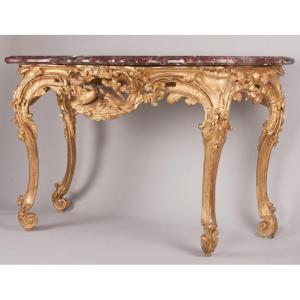 Console Four Legs In Golden Wood, Regency Period