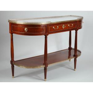Half Moon Console In Mahogany