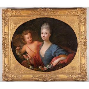 Portrait Of Madame Papillon De La Ferté Attributed To Henri Millot, Student Of Largillière