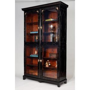 Large Regency Period Bookcase In Blackened Wood