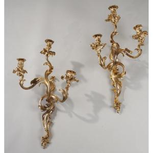 Large Pair Of Louis XV Style Wall Lights