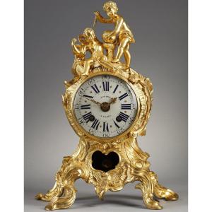 Rocaille Clock Louis XV Period Signed Jouard
