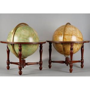 Pair Of Large Terrestrial And Celestial Globes From The Newton And Son Manufactory, London, 1851