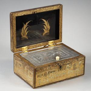 Small Chinese Lacquer Tea Box, Circa 1820
